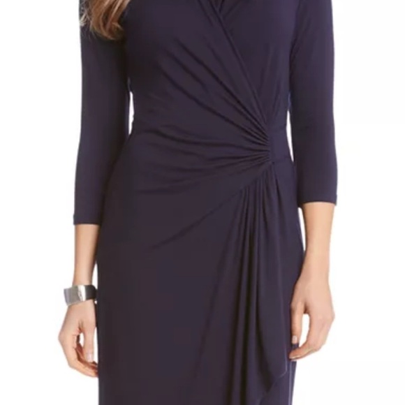 Karen Kane NWOT❤️Black Faux Wrap Ruched Dress made from soft jersey knit. - Picture 12 of 12